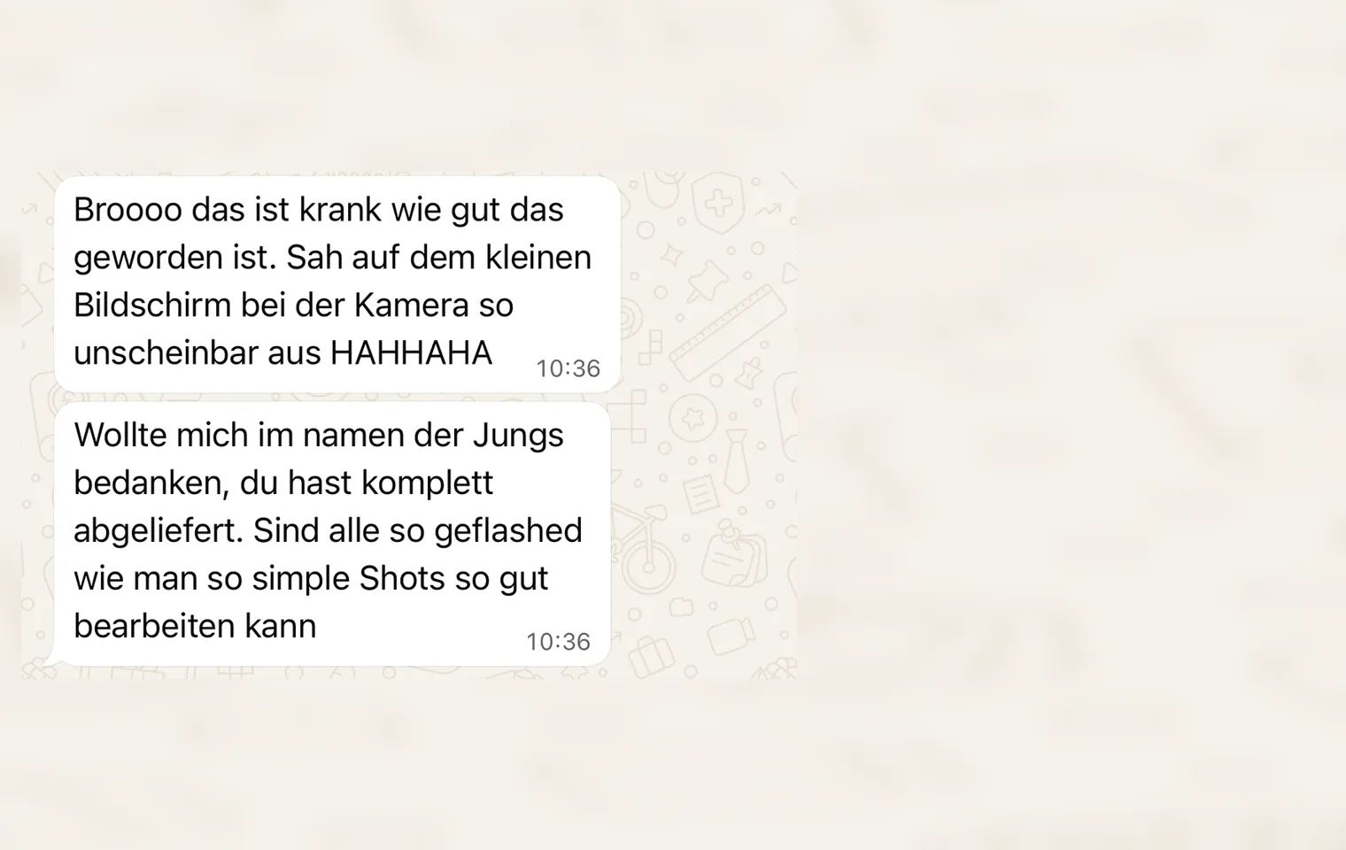 E-Mail eines Kunden zum fertigen Musikvideo